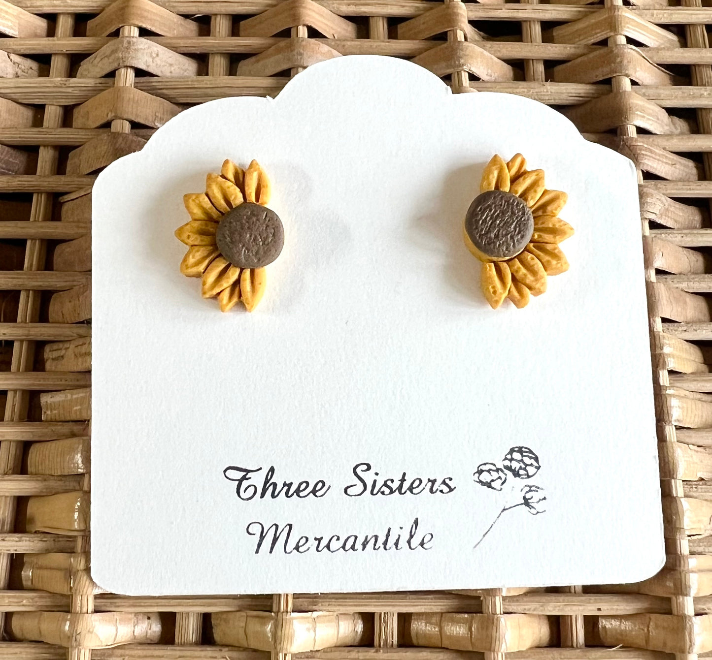 Clay Studs--Large Bee and Sunflower