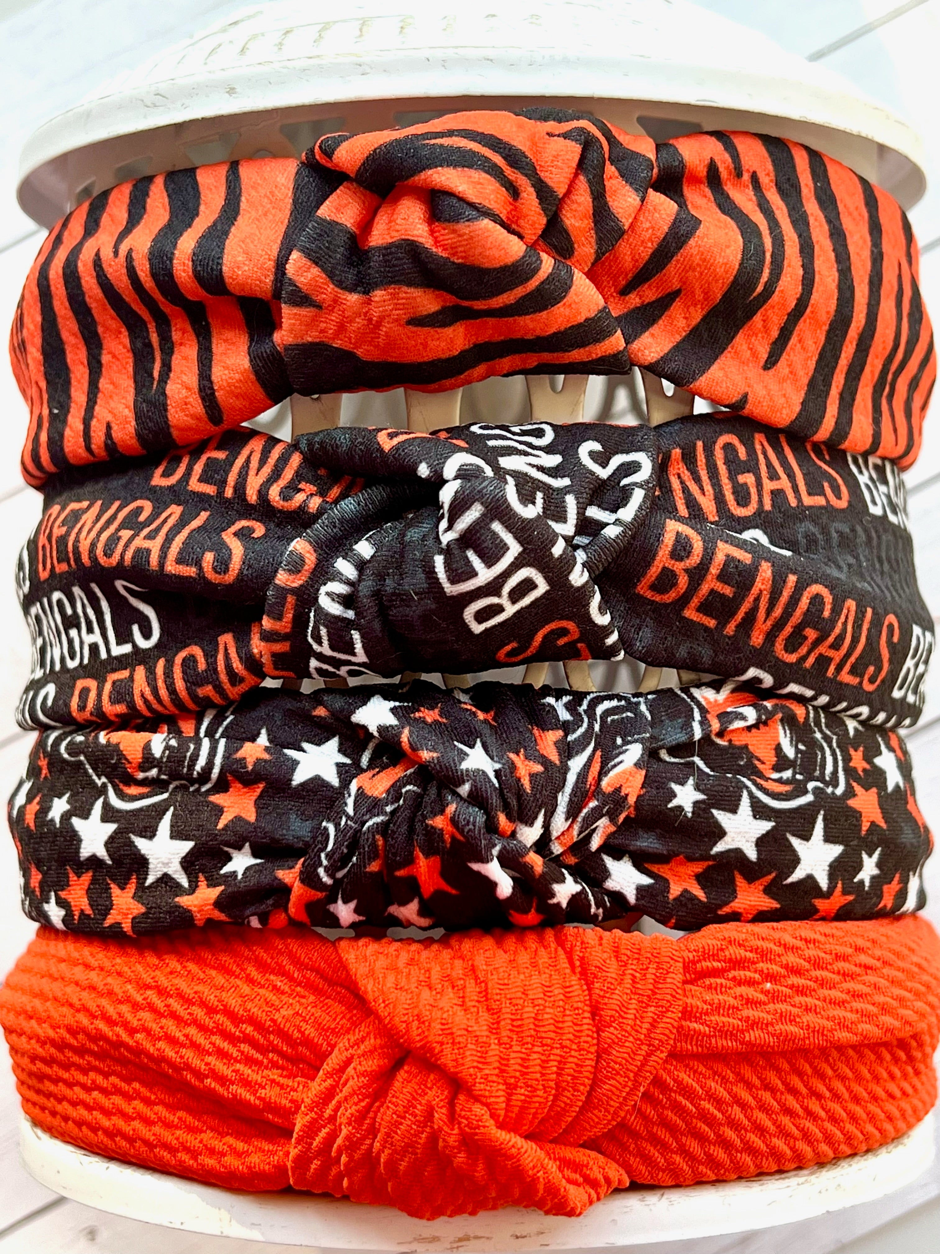 Ulla Johnson Black and Orange Knotted Headband Orange Black Checkered Knot Headband | Handmade Custom Knot  main image 2