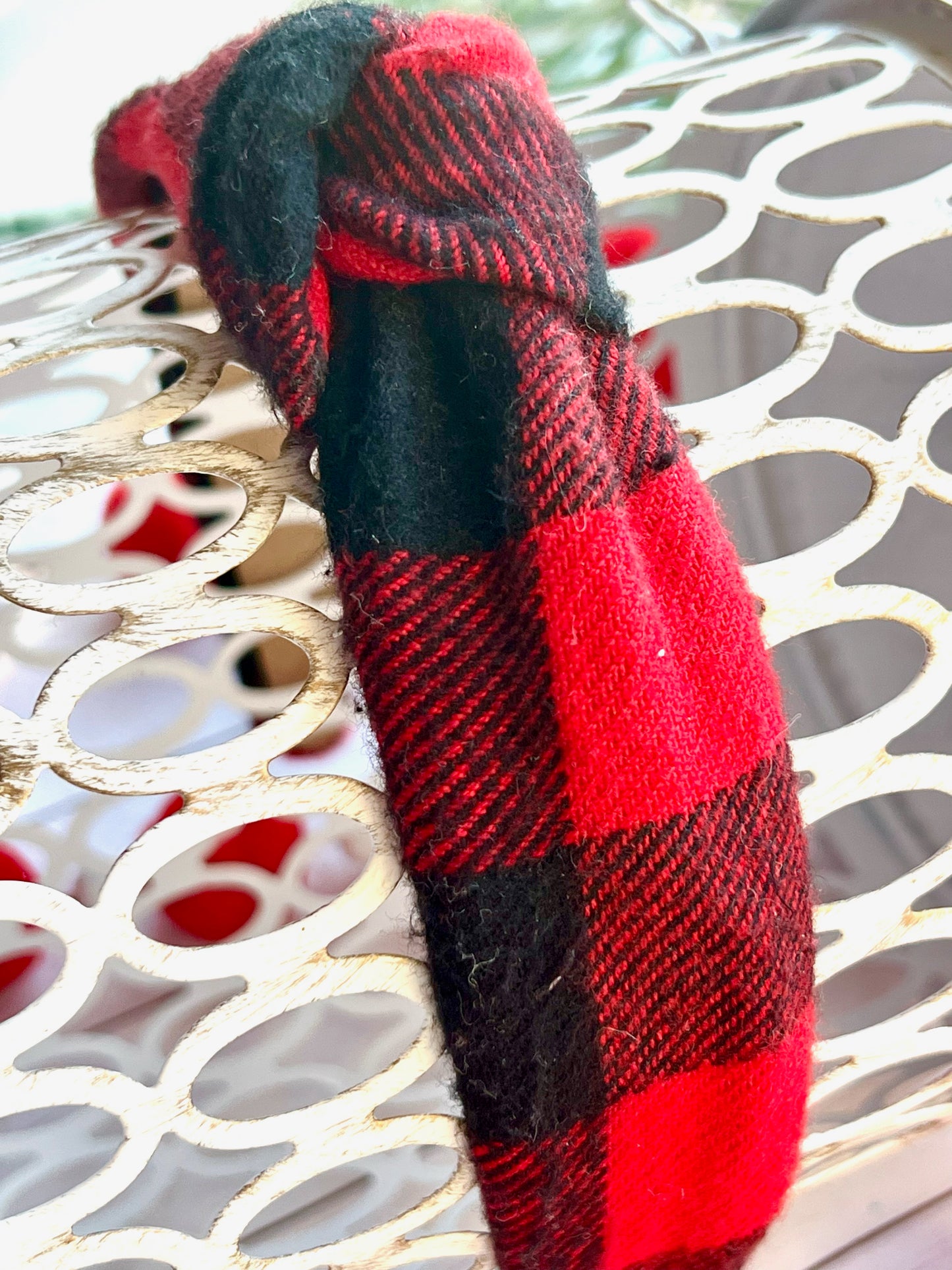 Top Knot Headband- Buffalo Plaid