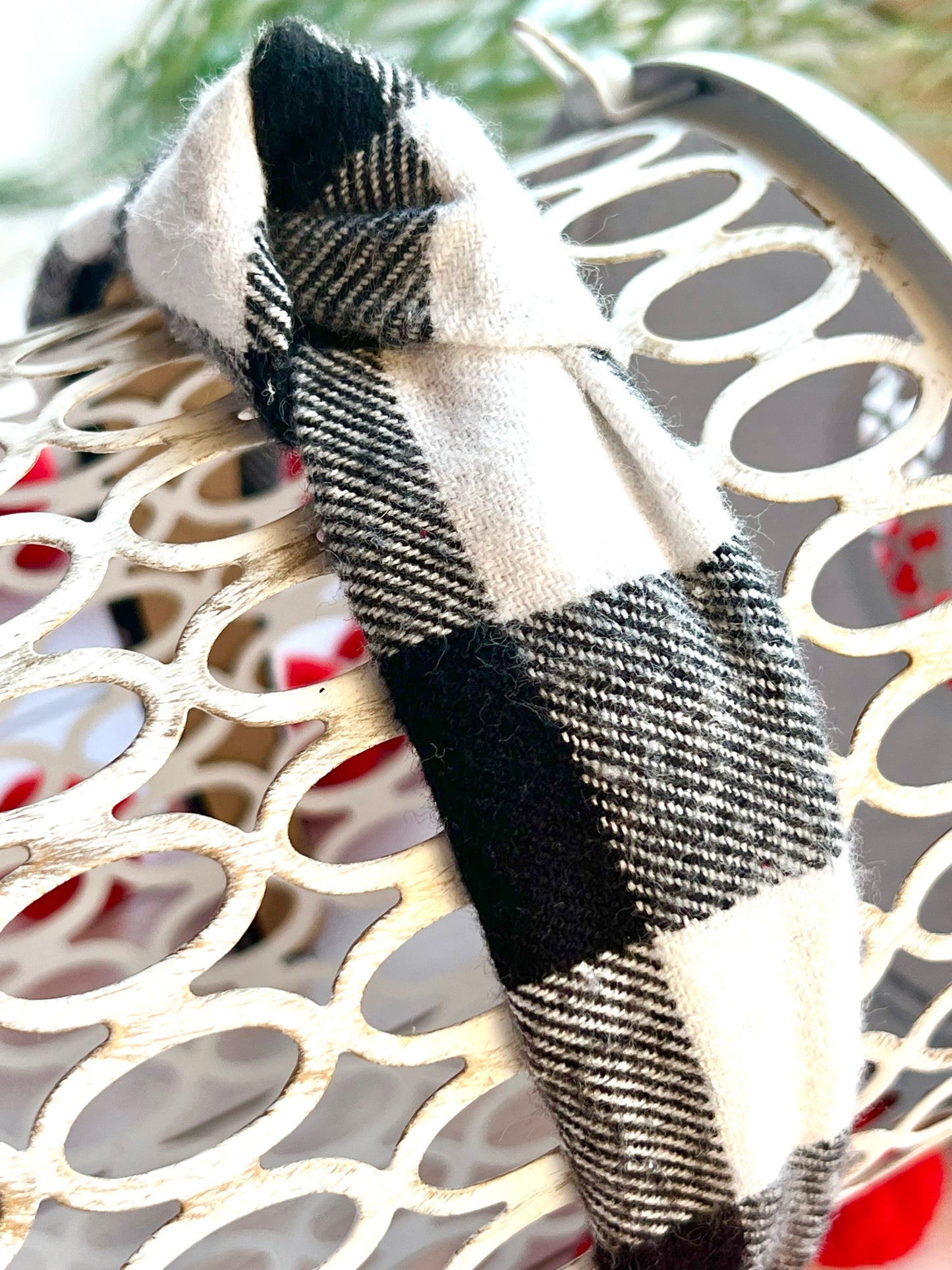 Top Knot Headband- Buffalo Plaid