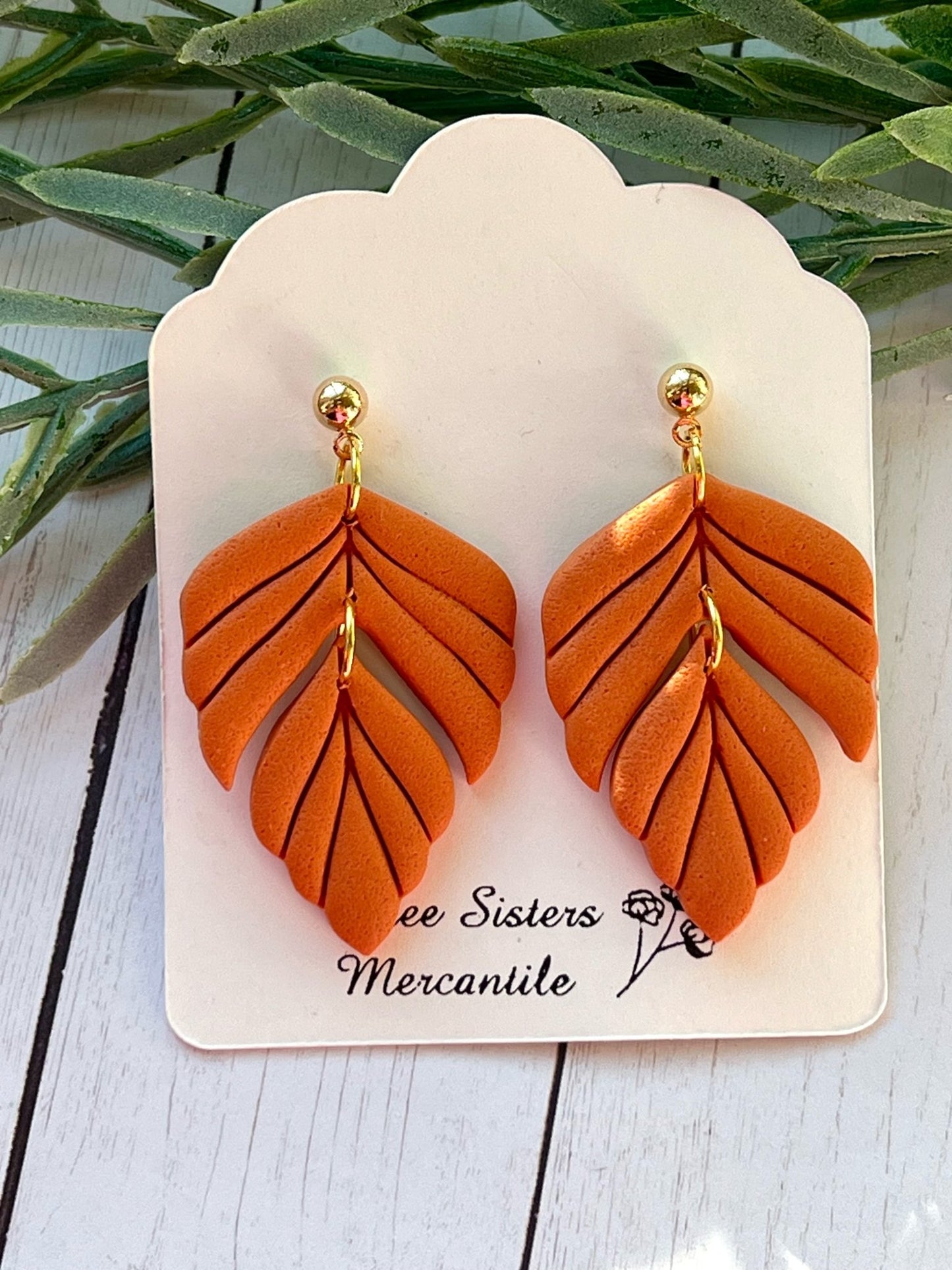 Clay earrings- Leaves