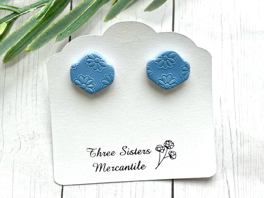 Clay Studs- Embossed Flowers