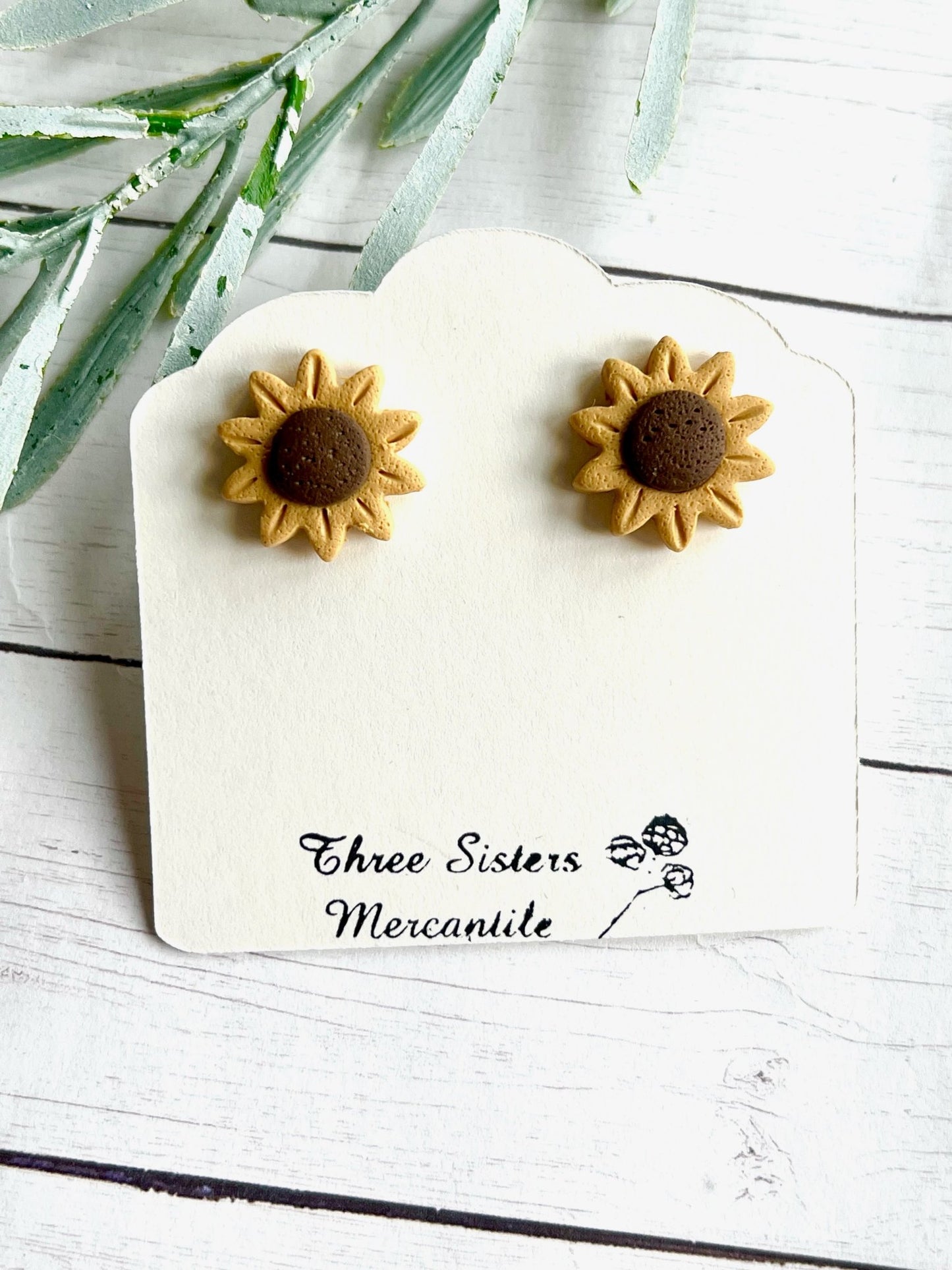 Clay Studs--Large Bee and Sunflower
