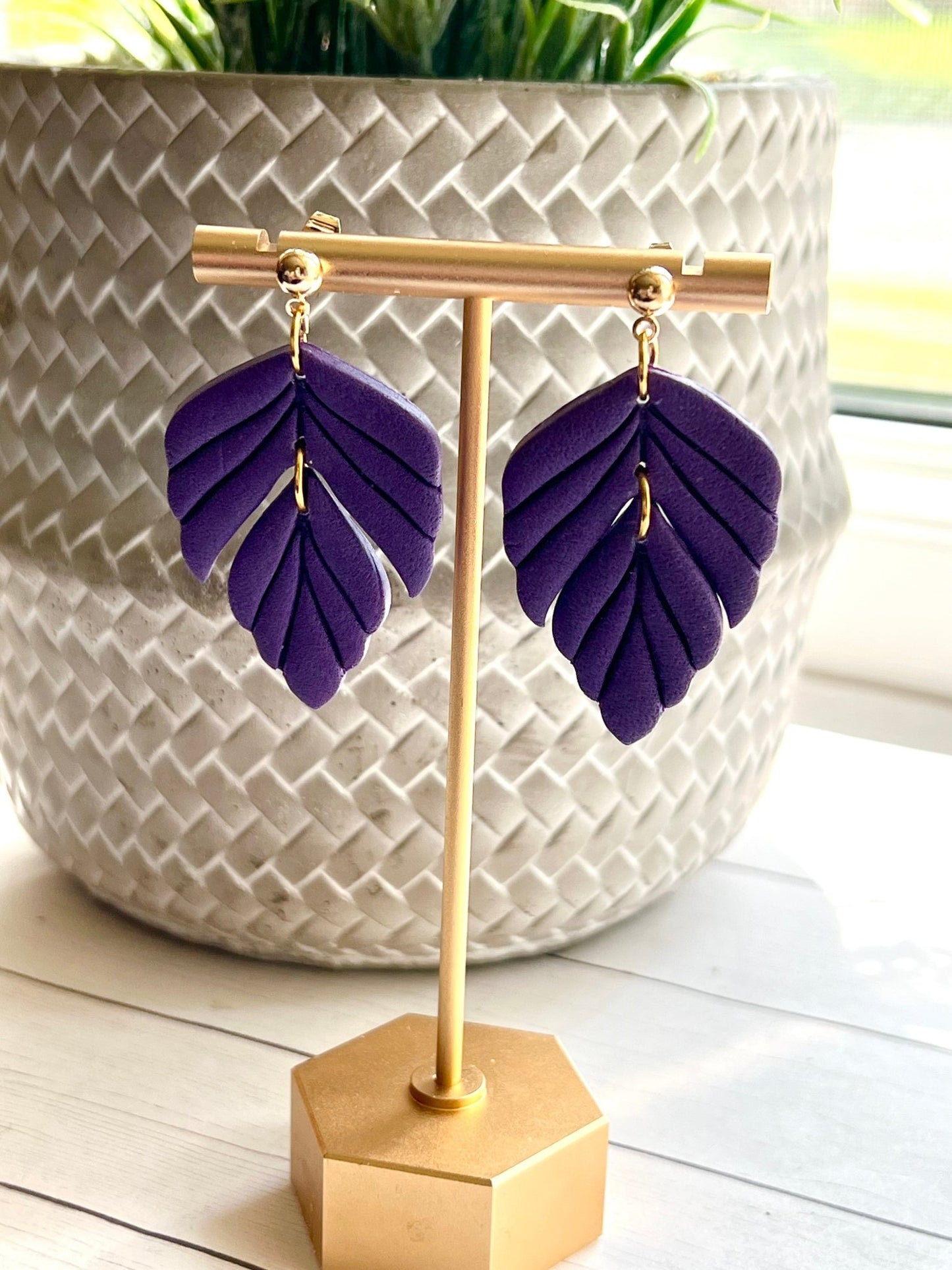 Clay earrings- Leaves