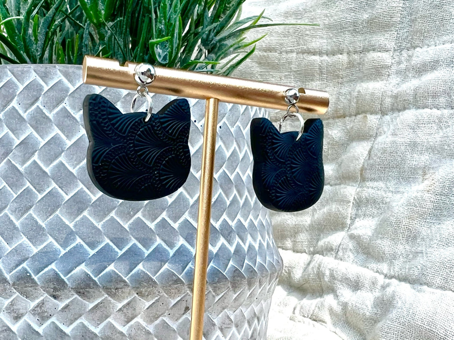 Clay earrings- Black Cats