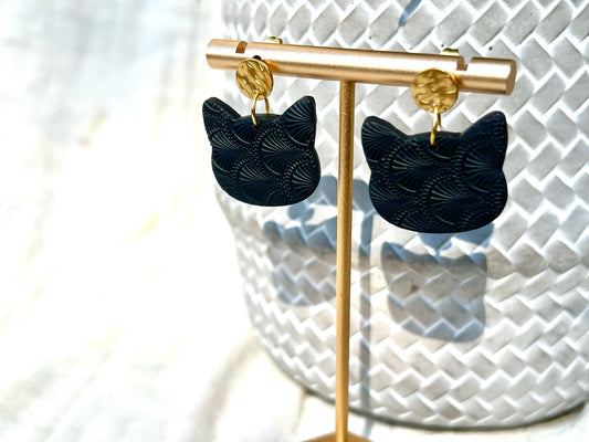 Clay earrings- Black Cats