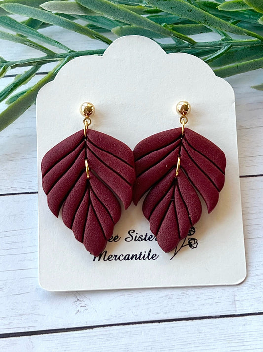 Clay earrings- Leaves