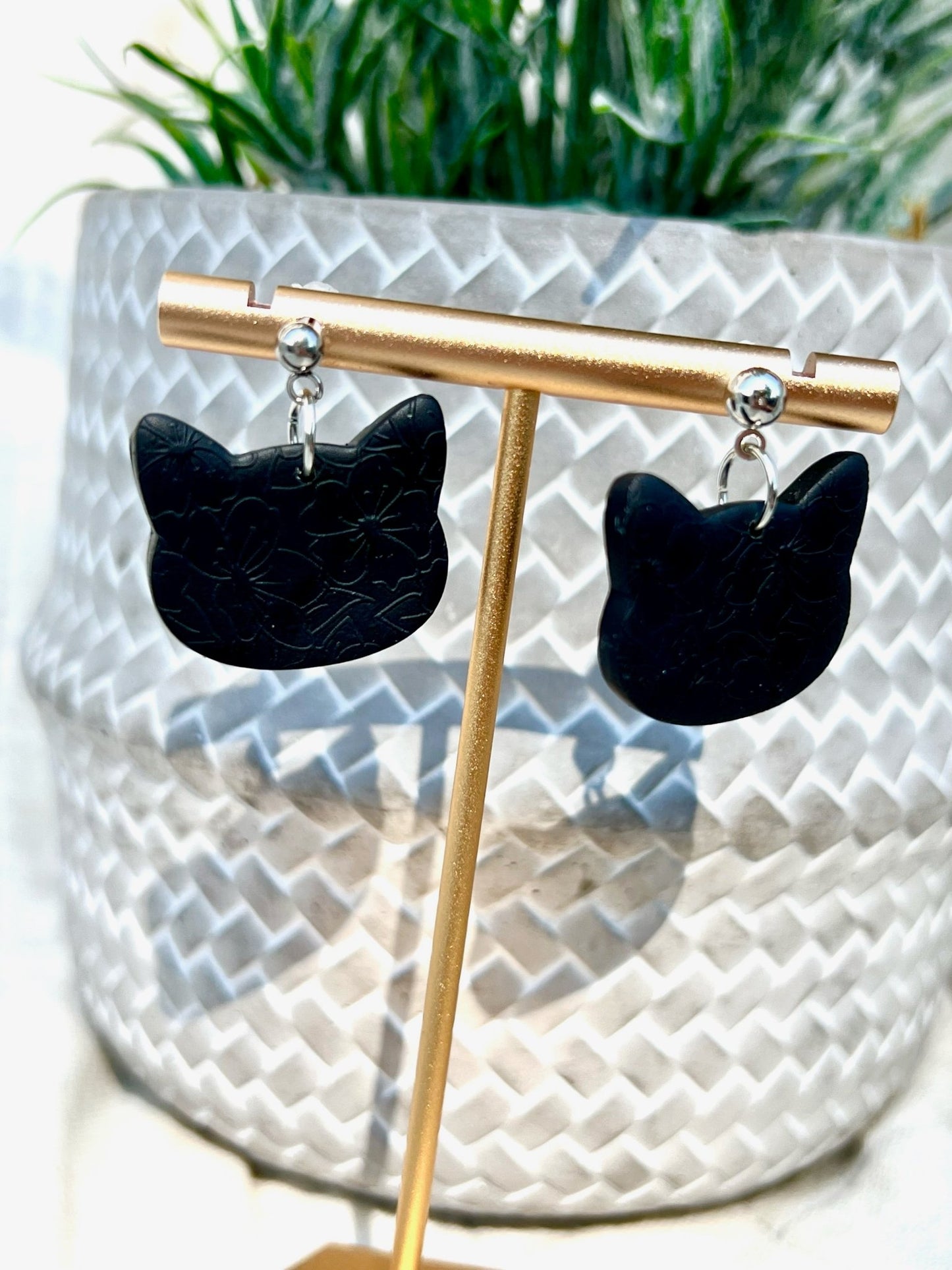 Clay earrings- Black Cats