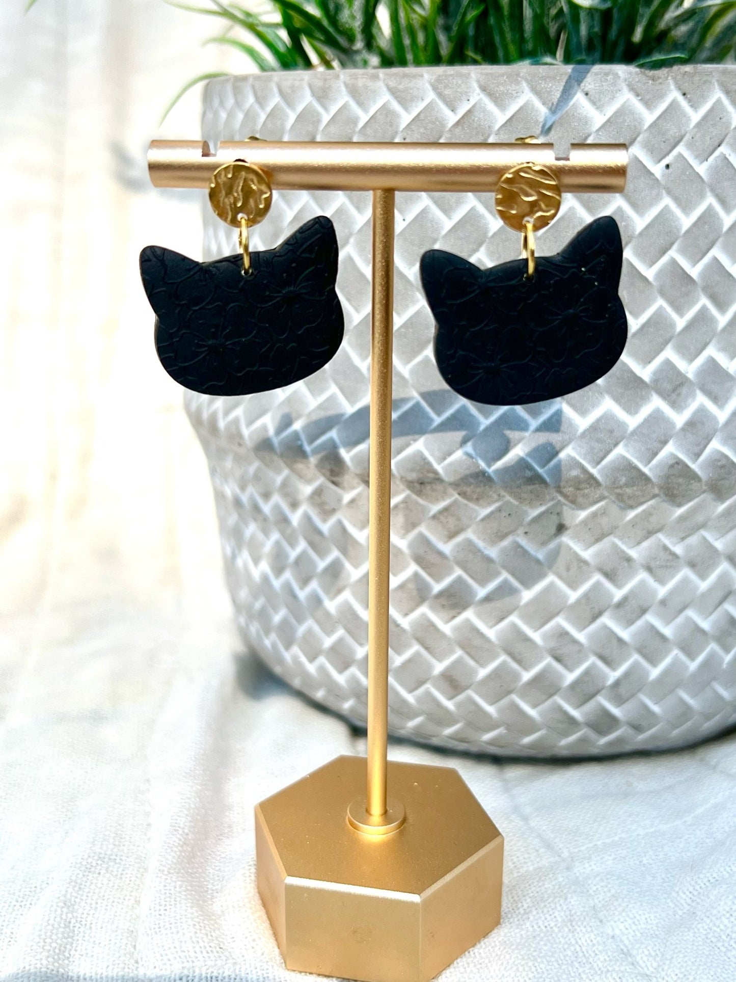 Clay earrings- Black Cats